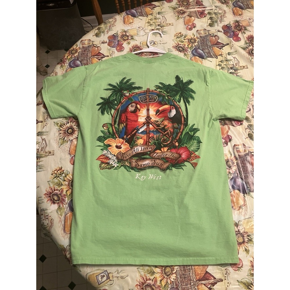Ron Jon Surf Shop Shirt Mens Medium Green Key West Florida Short Sleeve